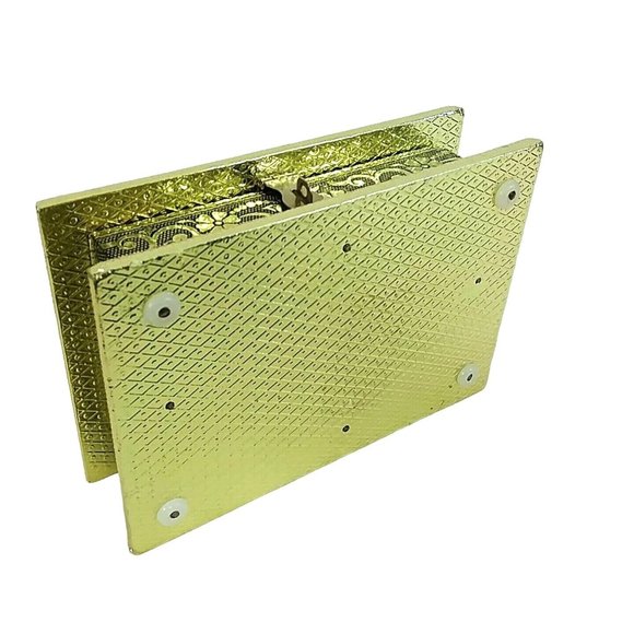 Storage Trinket Vanity Valet Box Metal Exterior Closure Hinges Embossed Floral A - Picture 8 of 10